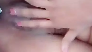 Girlfriend rubbing boobs and hairy pussy FSI nude