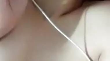 Cute skinny girl showing her small tits on VC