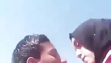 Arab Lovers Kissing Outdoor