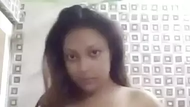 Sexy booby Bengali girl standing topless in bathroom