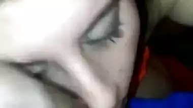 Sexy white girl gives quick blowjob