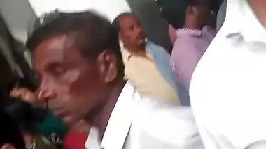 Old groper pushing into aunty ass in crowd part-3